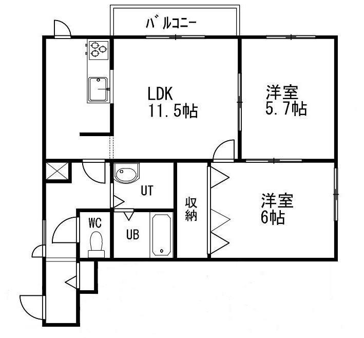 第3フジハイム(2LDK/2階)の間取り写真