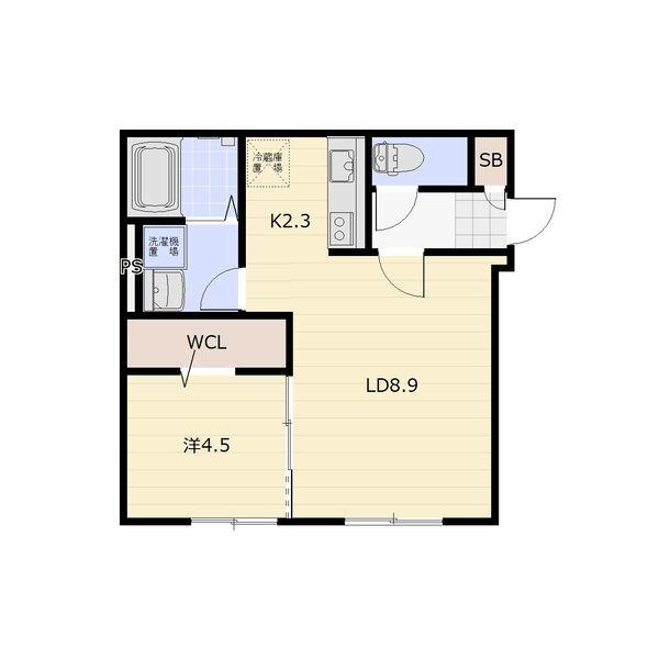 CROSS ROAD(1LDK/1階)の間取り写真