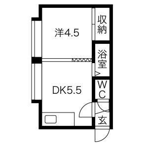 FKひばりヶ丘(1DK/3階)の間取り写真