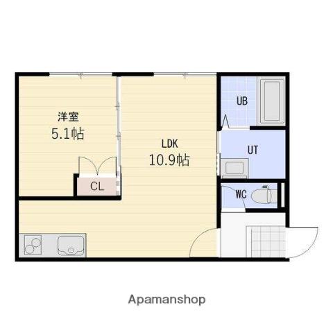 ポルト・ボヌール(1LDK/4階)の間取り写真