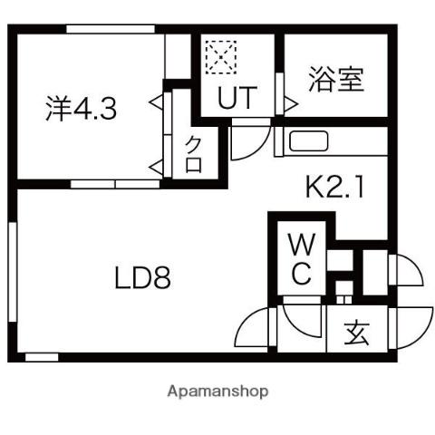レーヴィア千歳(1LDK/3階)の間取り写真