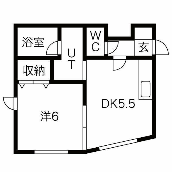 ホープハウス(1DK/1階)の間取り写真