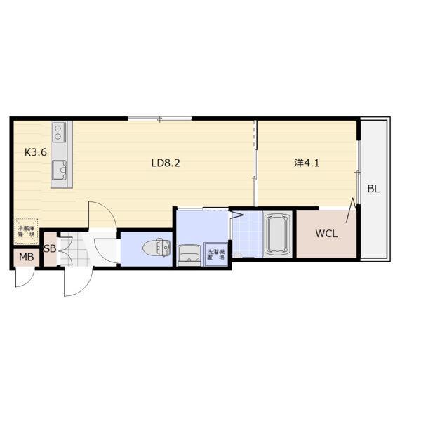 TOWA北広島(1LDK/4階)の間取り写真