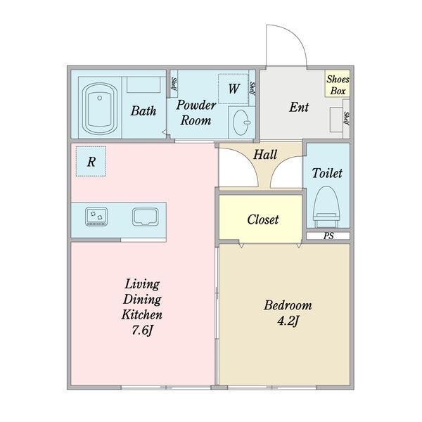 JEEK BLAU千歳錦町(1LDK/1階)の間取り写真