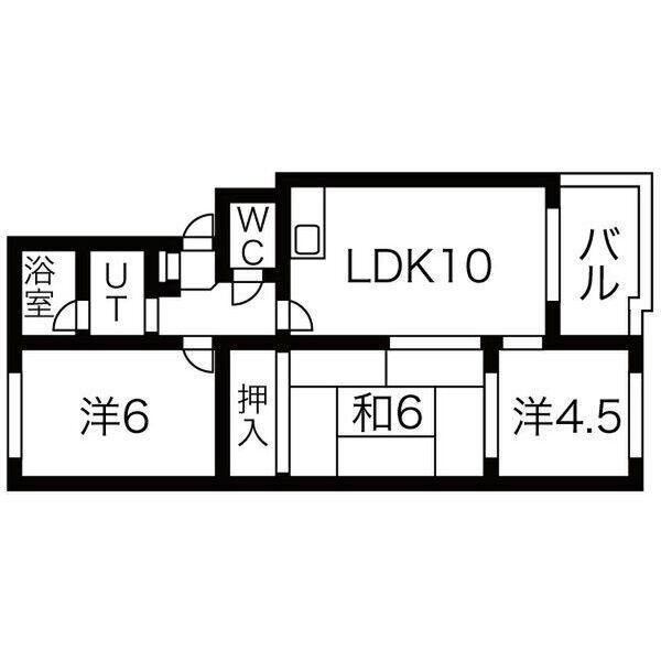シャトーわたなべ(3LDK/1階)の間取り写真