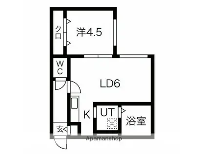 ECOA栄町(1LDK/2階)の間取り写真