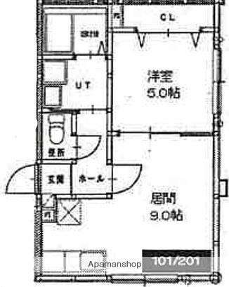 カーサ梅ヶ丘(1LDK/1階)の間取り写真