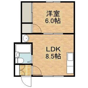 札幌市東西線 大谷地駅 バス乗車時間：19分 桂台団地バス停で下車 徒歩5分 2階建 築46年(1LDK/1階)の間取り写真