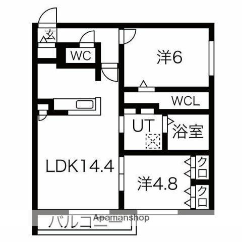 エスタシオン千歳(2LDK/3階)の間取り写真