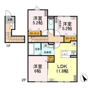 WITH SKY J(3LDK/2階)の間取り写真