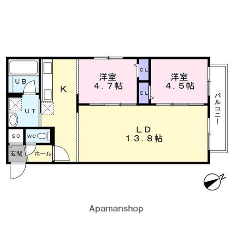 センチュリー信濃(2LDK/3階)の間取り写真