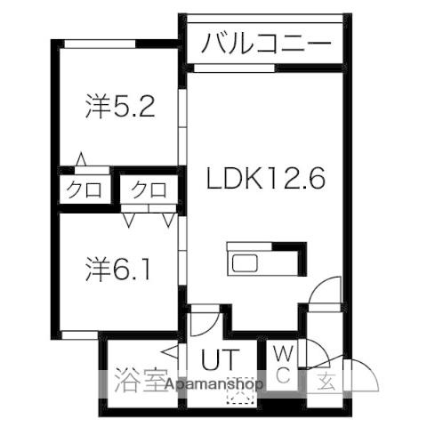 NFP千歳(2LDK/2階)の間取り写真
