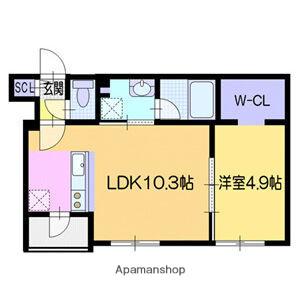 オリオン恵庭A6(1LDK/2階)の間取り写真