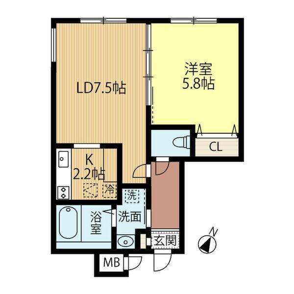 アトランティス朝日(1LDK/5階)の間取り写真