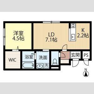 LOTUS FLEUR1(1LDK/1階)の間取り写真