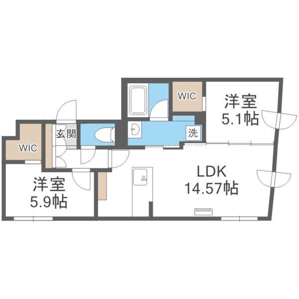 ピオネロ恵庭Ⅰ(2LDK/3階)の間取り写真
