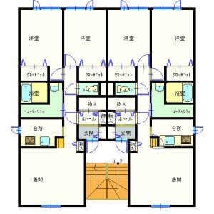 ユニゾンコート高砂(2LDK/2階)の間取り写真