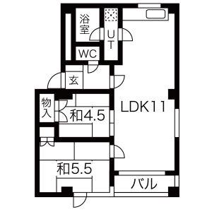 NSビル(2LDK/4階)の間取り写真