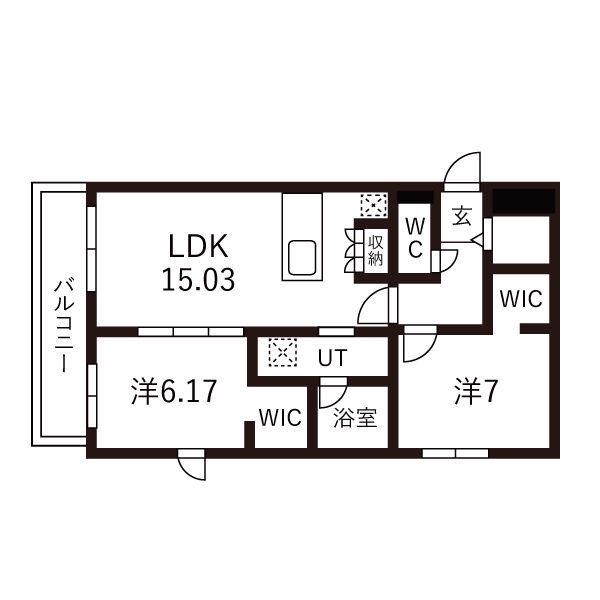 ピオネロ恵庭Ⅳ(2LDK/4階)の間取り写真