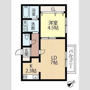 AIDA IZARI (1LDK/2階)の間取り写真