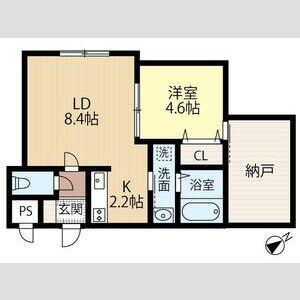 AIDA IZARI (1LDK/1階)の間取り写真