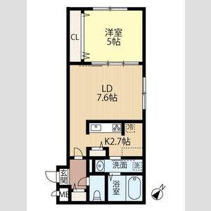 東雲2丁目2ー4B棟(1LDK/1階)の間取り写真