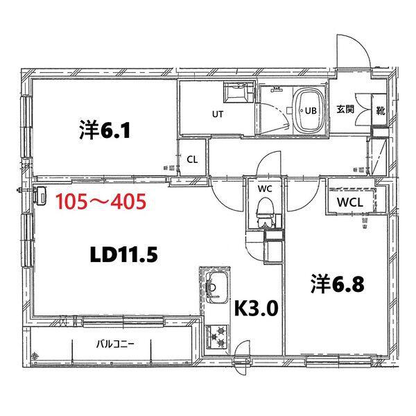 BASE厚別西(2LDK/2階)の間取り写真