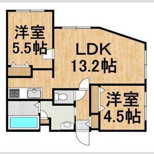CALM千歳(2LDK/5階)の間取り写真