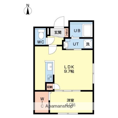 北広島市中央4丁目MS A棟(1LDK/4階)の間取り写真