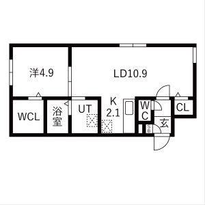 ALBARISE 北栄 (1LDK/3階)の間取り写真