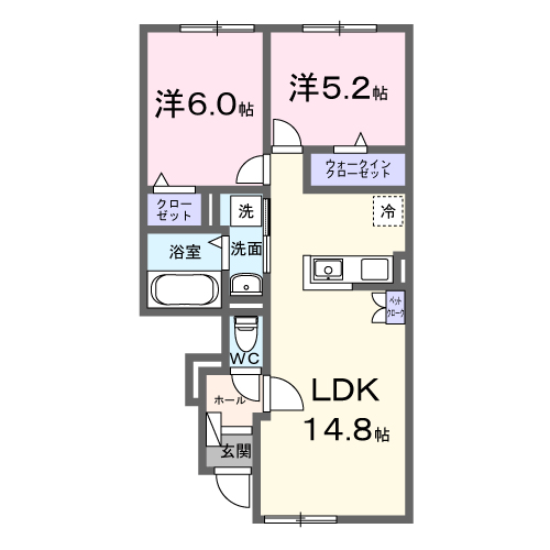 千歳線 千歳駅(北海道) 徒歩99分 2階建 新築(2LDK/1階)の間取り写真