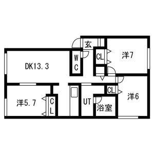 なごみハウス新富Ⅱ(3LDK/1階)の間取り写真