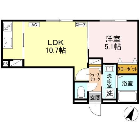 ブリエ・アサヒ(1LDK/4階)の間取り写真