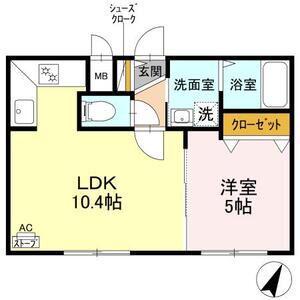 ブリエ・アサヒ(1LDK/1階)の間取り写真