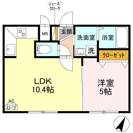 ブリエ・アサヒ(1LDK/5階)の間取り写真