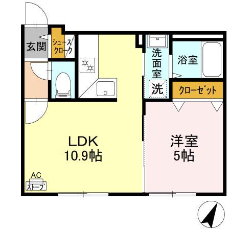 ブリエ・アサヒ(1LDK/4階)の間取り写真