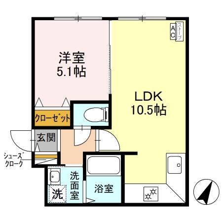 ブリエ・アサヒ(1LDK/3階)の間取り写真