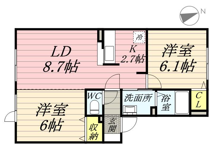 プリミエールサウス(2LDK/1階)の間取り写真
