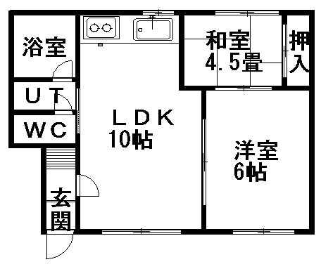 アムクレスト発寒(2LDK/2階)の間取り写真