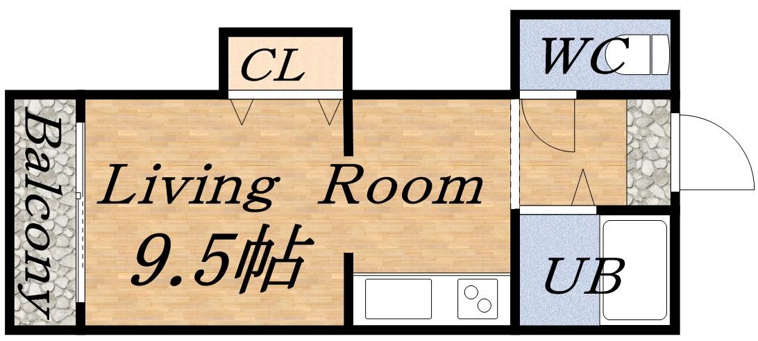 メゾンにれの樹(1K/4階)の間取り写真