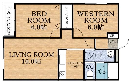 コートロティ山の手(2LDK/5階)の間取り写真