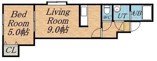 シンセリティ八軒(1LDK/2階)の間取り写真