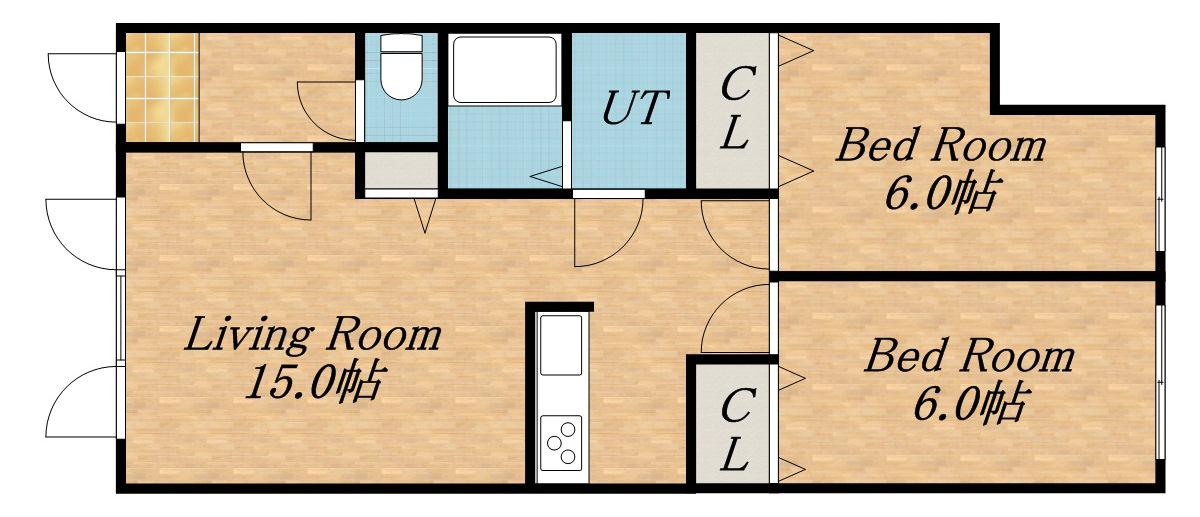 フリットコートニュー発寒(2LDK/2階)の間取り写真