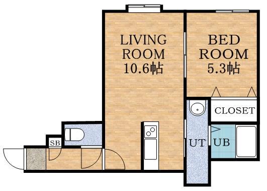 ピースハーモニー発寒南(1DK/1階)の間取り写真