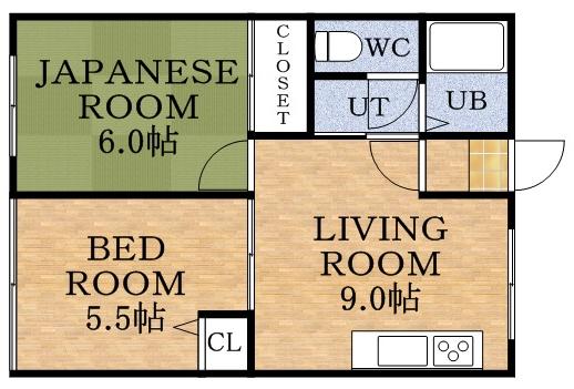 バンクリバー(2DK/2階)の間取り写真