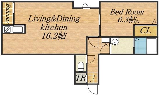 LAMER KOTONI(1LDK/2階)の間取り写真