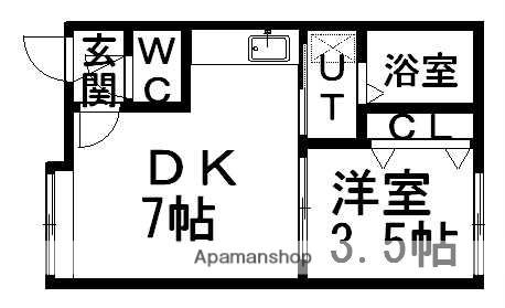 ファーストカレッジ24(1DK/2階)の間取り写真