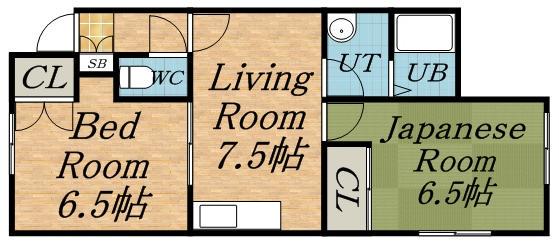 インテルノ西町A(2DK/3階)の間取り写真