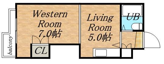 サンロードハイツ山の手(1DK/4階)の間取り写真