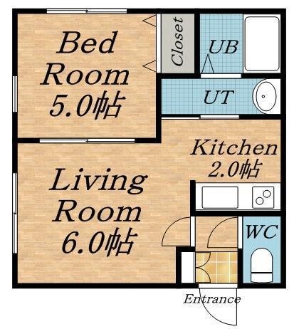 ヴィヴィ(1DK/2階)の間取り写真